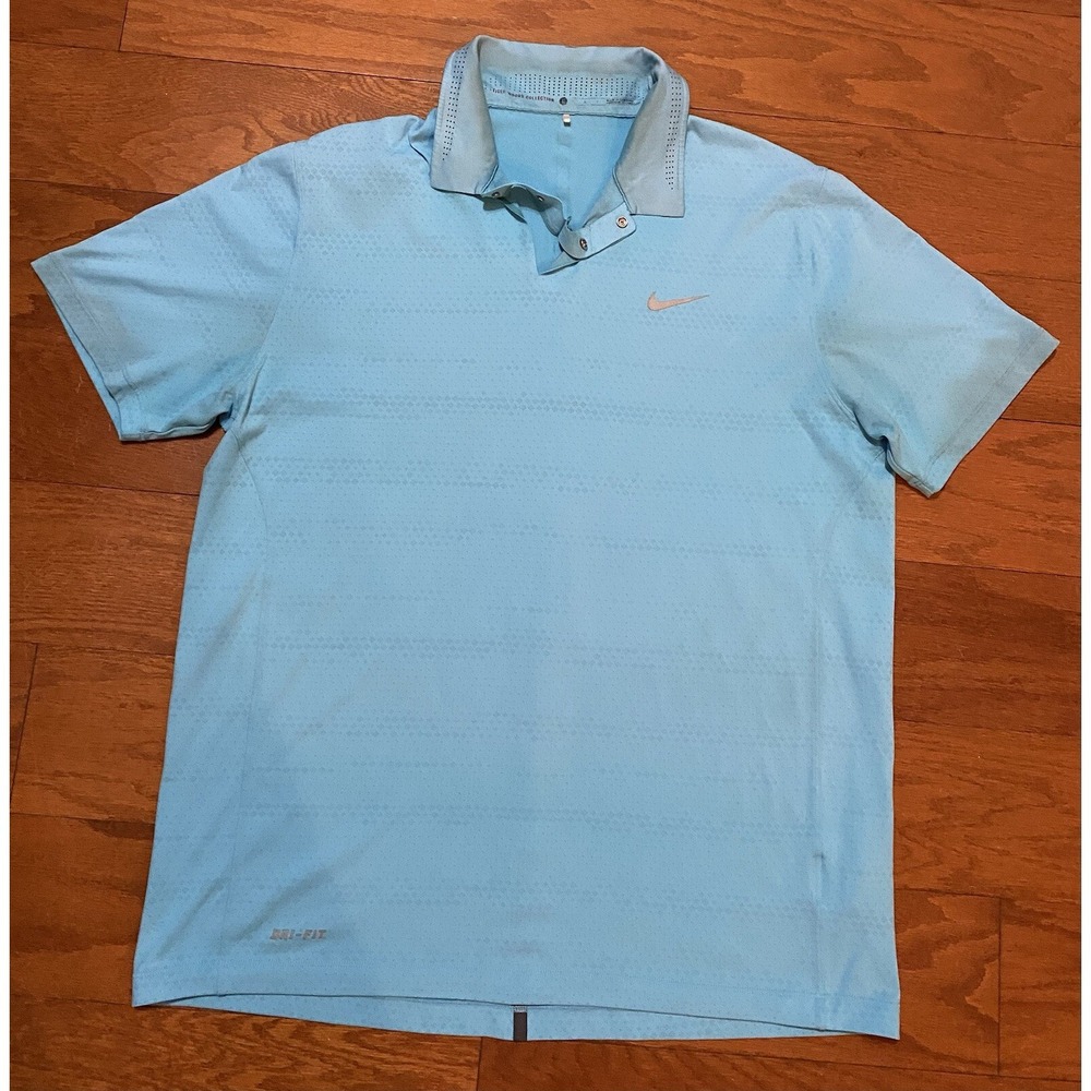 Nike Dri Fit Tiger Woods Collection Golf‎ Polo Mens Size Large Blue *Flaws*
